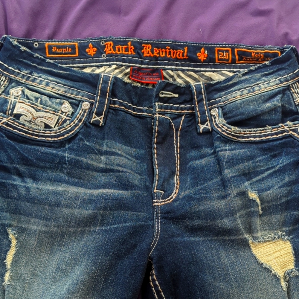 Rock revival size 29 distressed purple skinny
